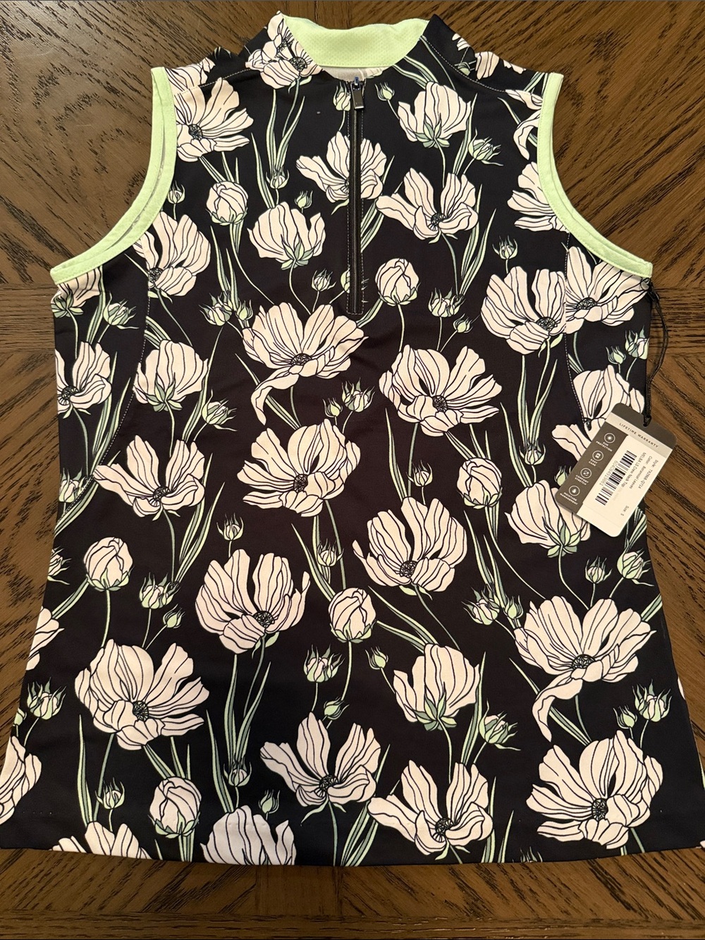 Tail Floral Tank Top in Black, White & Light Green